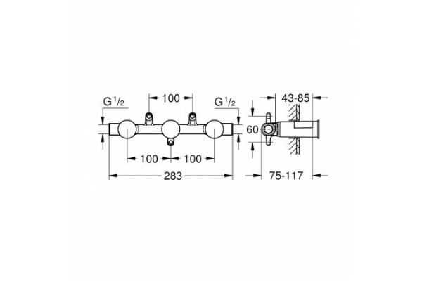 Встраиваемая часть смесителя для раковины GROHE Ondus 29025002 на 3 отверстия (для Atrio, Grandera)