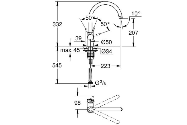 Смеситель для кухни Grohe BauClassic 31535001 Хром