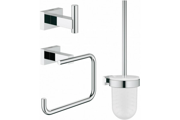 Набор аксессуаров 3 предмета: Ершик, держатель бумаги, крючок Grohe Essentials Cube 40757001 хром