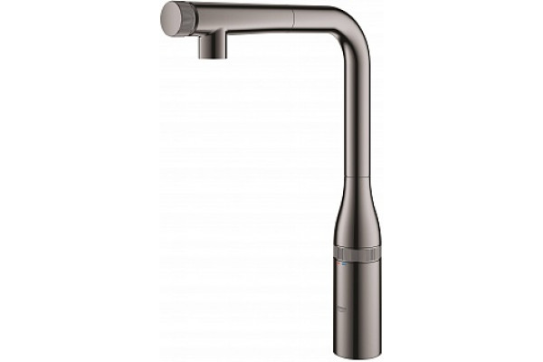 31615A00 Essence SmartControl Смеситель для кухни с выдвижным L-образным изливом, темный графит, глянец