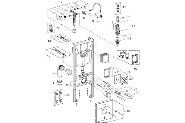 Инсталляция для унитаза Grohe Rapid SL 38722001 с белой клавишей