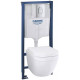 Система инсталляции Grohe Solido 4 в 1: инсталляция, подвесной унитаз Euro Ceramic, сиденье с микролифтом, панель смыва Arena Cosmo 39536000
