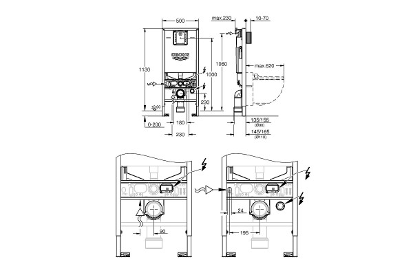 Инсталляция Grohe Rapid SLX 39598000 для унитаза без клавиши