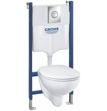 Набор Grohe Bau Ceramic система инсталляции Solido 5 в 1: подвесной унитаз, сиденье с микролифтом, панель смыва Sail, шумоизоляция 39415000