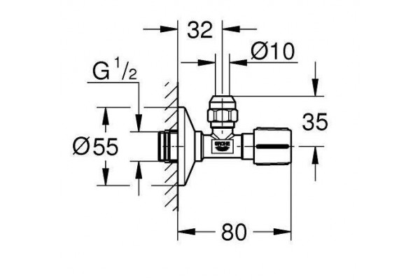 22039AL0 Вентиль угловой 1/2″-3/8″ для подключения смесителей, темный графит, матовый