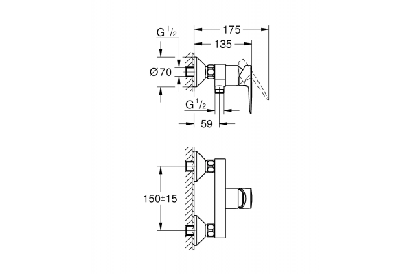 Смеситель для душа Grohe BauEdge 23635001, хром