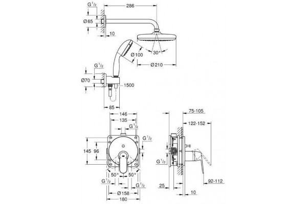 Душевая система Grohe Eurosmart Cosmopolitan 25219001