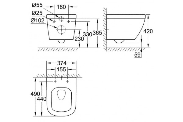 Унитаз подвесной компактный Grohe Euro Ceramic 3920600H