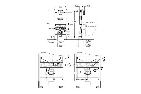 Система инсталляции для подвесного унитаза GROHE Rapid SLX 39596000