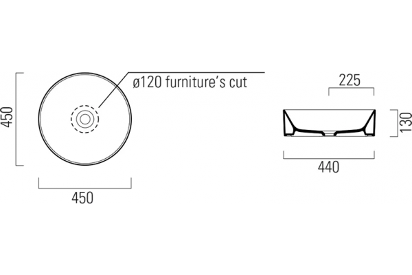 Раковина GSI Kube X 45 см