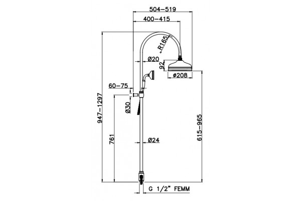 Душевая стойка Gattoni Vivaldi 4293/PDV0 бронза, штанга 129.7 см