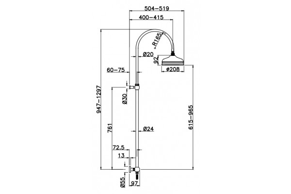 Душевая стойка Gattoni Vivaldi 4290/PDV0 бронза, штанга 129.7 см