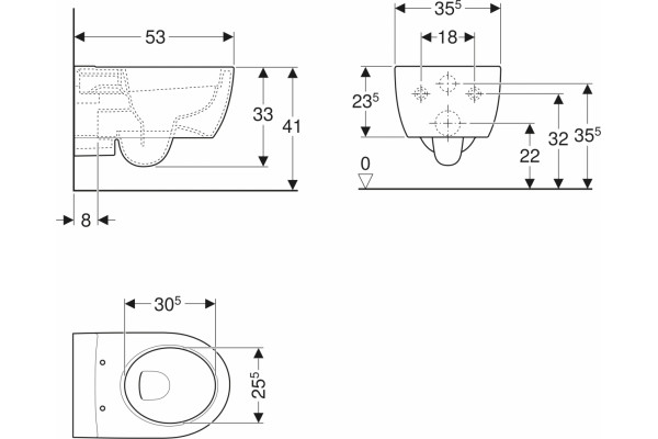 Унитаз подвесной Geberit iCon белый, овальный, 35.5x53 см