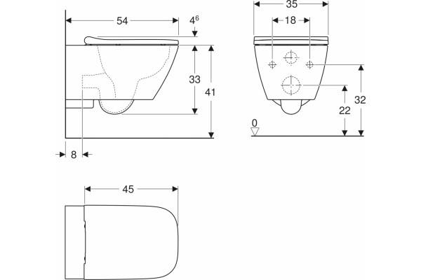 Унитаз подвесной Geberit Smyle Square белый, прямоугольный, 35x54 см