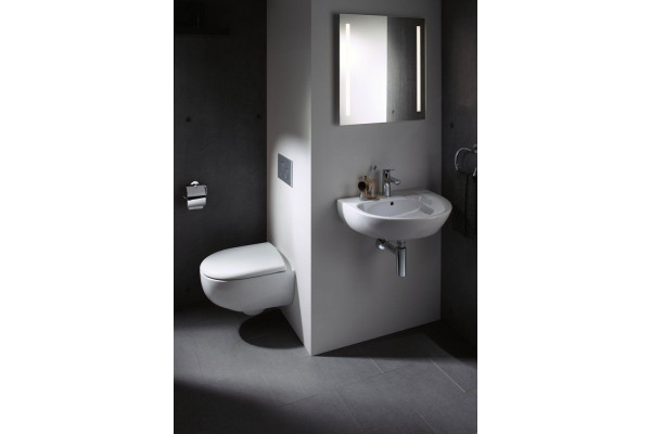 Унитаз подвесной Geberit Renova Compact 500.803.00.1 с сиденьем и быстросъемной крышкой с микролифтом, белый, овальный, 37x49 см