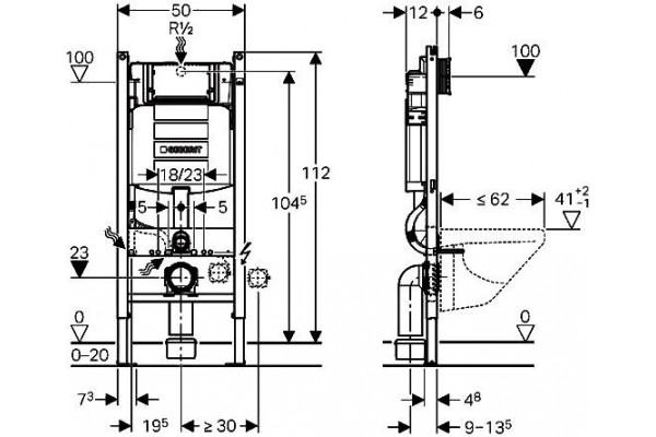 Комплект Geberit icon T54 Rimfree 500.362.TC.I цвет белый,  в современном стиле