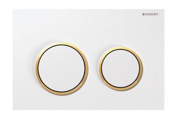 Кнопка смыва Geberit Omega 20 белый/золото механическая