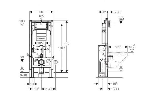Система инсталляции для унитазов Geberit Duofix UP320 усиленная бачок 7.5 л, 50x19.5x130 см