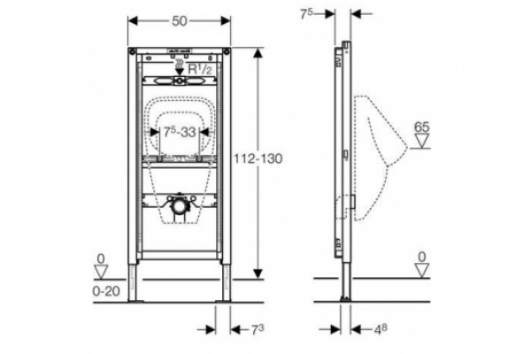 Система инсталляции для писсуаров Geberit Duofix 50x7.5x130 см