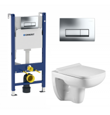Комплект 3 в 1 инсталляция Geberit Duofix + унитаз WeltWasser Kehlbach + кнопка хром Delta51 в современном стиле