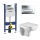 Комплект 3 в 1 инсталляция Geberit Duofix + унитаз WeltWasser Kehlbach + кнопка хром Delta51 в современном стиле