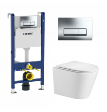 Комплект 3 в 1 инсталляция Geberit Duofix + унитаз WeltWasser Salzbach + кнопка хром Delta51 в современном стиле