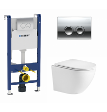 Комплект 3 в 1 инсталляция Geberit Duofix + унитаз WeltWasser Merzbach + кнопка хром Delta21 в современном стиле