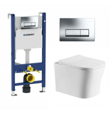 Комплект 3 в 1 инсталляция Geberit Duofix + унитаз Cerutti Spa Marmolada Aria + кнопка хром Delta51 в современном стиле