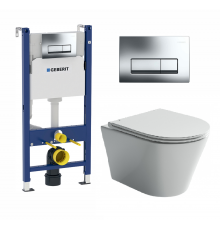 Комплект 3 в 1 инсталляция Geberit Duofix + унитаз Ceramica Nova Forma CN3011 + кнопка хром Delta51 в современном стиле