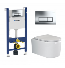 Комплект 3 в 1 инсталляция Geberit Duofix + унитаз Ceramica Nova Moments + кнопка хром Delta51 в современном стиле
