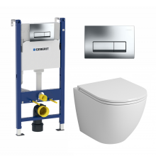 Комплект 3 в 1 инсталляция Geberit Duofix + унитаз Grossman GR-4455S + кнопка хром Delta51 в современном стиле