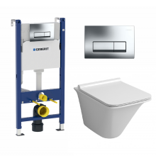 Комплект 3 в 1 инсталляция Geberit Duofix + унитаз Grossman GR-4413S + кнопка хром Delta51 в современном стиле