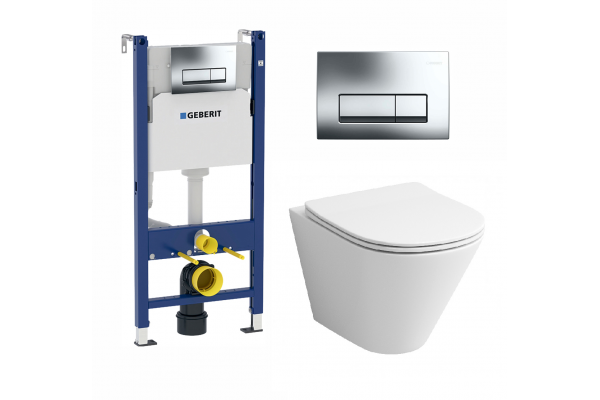 Комплект 3 в 1 инсталляция Geberit Duofix + унитаз Grossman GR-4477S + кнопка хром Delta51  в современном стиле