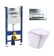 Комплект 3 в 1 инсталляция Geberit Duofix + унитаз Esbano Luchena-C + кнопка хром Delta51 в современном стиле