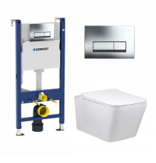 Комплект 3 в 1 инсталляция Geberit Duofix + унитаз Vincea Q-Line + кнопка хром Delta51 в современном стиле