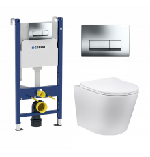 Комплект 3 в 1 инсталляция Geberit Duofix + унитаз Vincea Piatti + кнопка хром Delta51 в современном стиле