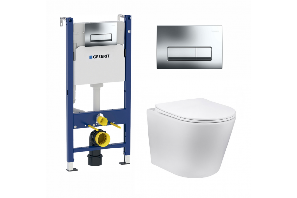 Комплект 3 в 1 инсталляция Geberit Duofix + унитаз Vincea Piatti + кнопка хром Delta51 в современном стиле