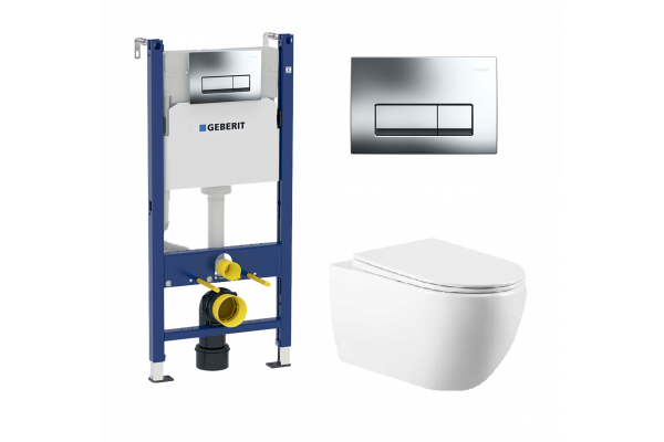 Комплект 3 в 1 инсталляция Geberit Duofix + унитаз Vincea Evo + кнопка хром Delta51 в современном стиле