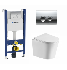 Комплект 3 в 1 инсталляция Geberit Duofix + Подвесной унитаз Cerutti Spa Adige Aria +  кнопка хром Delta21 в современном стиле