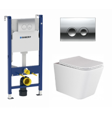 Комплект 3 в 1 инсталляция Geberit Duofix + Подвесной унитаз Ceramica Nova Metric Rimless + кнопка хром Delta21 в современном стиле