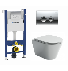 Комплект 3 в 1 инсталляция Geberit Duofix + Подвесной унитаз Ceramica Nova Forma CN3011 + кнопка хром Delta21 в современном стиле