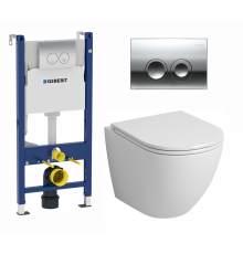 Комплект 3 в 1 инсталляция Geberit Duofix + Подвесной унитаз Grossman GR-4455S + кнопка хром Delta21 в современном стиле