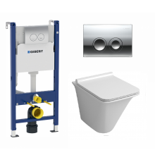 Комплект 3 в 1 инсталляция Geberit Duofix + Подвесной унитаз Grossman GR-4413S + кнопка хром Delta21 в современном стиле