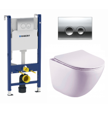 Комплект 3 в 1 инсталляция Geberit Duofix + Подвесной унитаз Esbano Lotus + кнопка хром Delta21 в современном стиле