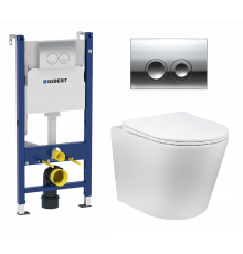 Комплект 3 в 1 инсталляция Geberit Duofix + Подвесной унитаз Vincea Piatti + кнопка хром Delta21 в современном стиле