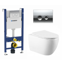 Комплект 3 в 1 инсталляция Geberit Duofix + Подвесной унитаз Vincea Evo + кнопка хром Delta21 в современном стиле