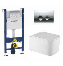 Комплект 3 в 1 инсталляция Geberit Duofix + Подвесной унитаз Vincea Ultra Rimless + кнопка хром Delta21  в современном стиле