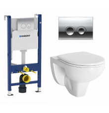 Комплект 3 в 1 инсталляция Geberit Duofix + Подвесной унитаз Berges Wasserhaus Gamma + кнопка хром Delta21 в современном стиле