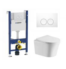 Комплект 3 в 1 инсталляция Geberit Duofix Delta + Подвесной унитаз Cerutti Spa Adige Aria CT7837 с кнопкой смыва в современном стиле