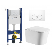 Комплект 3 в 1 инсталляция Geberit Duofix Delta + Подвесной унитаз Cerutti Spa Marmolada Aria CT7778 с кнопкой смыва в современном стиле